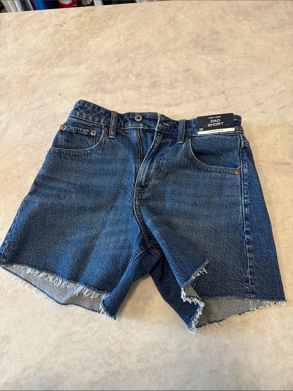 NWT Abercrombie & Fitch Curve Love Dark Blue Dad Jean Shorts